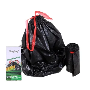 Xxl Big Capacity Bulk Heavy Duty HDPE Side Gusset Drawstring Trash Bag Eco Friendly Disposable 22.8 Micron
