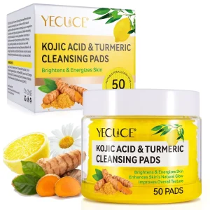 YECUCE Reduce Acne Tighten Skin Private Label Disposable Cotton Facial Face Exfoliating Kojic Acid and Turmeric Cleansing Pads
