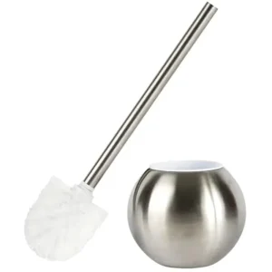 YOTO Stainless Steel Polished Toilet Brush and Holder Set Toilet Brusher Cleaning Toilet Brush Black MatteHolder Long Barrel