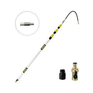 Yellow 14.5FT Aluminum Telescoping Gutter Cleaning Tool EVA Grip Water Spray Wand Eco Friendly Reusable Gutter