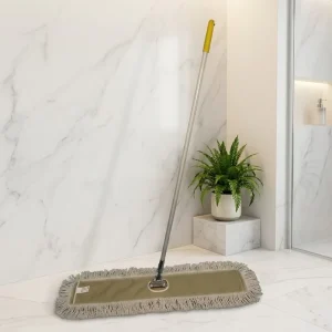 Yellow Dust Mop for Large Area 360 Swivel Flat Mop Aluminum Handle for Industrial Warehouse Airport Dusting