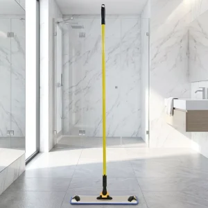 Yellow Flat Mop with Aluminum Base Plate 360 Rotating Head Color Coded Tabs for Hospital School Floor Cleaning