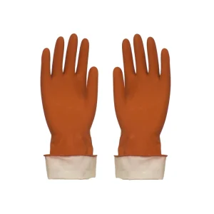 Yellow Flock-Lined Latex Dishwashing Gloves