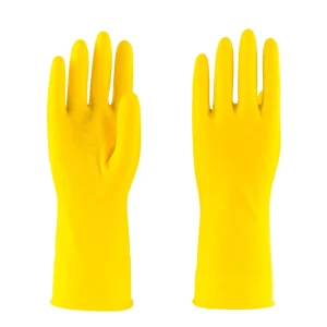 Yellow Flock-Lined Rubber-Coated Household Gloves