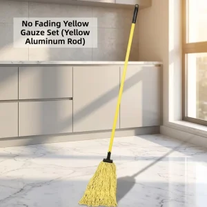 Yellow Gauze String Mop with Yellow Aluminum Handle for Commercial Industrial Floor Cleaning