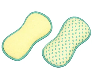 Yellow-Green Lightweight Microfiber Kitchen Dishwashing Sponge Scrubber with 250%-500% Water Absorption