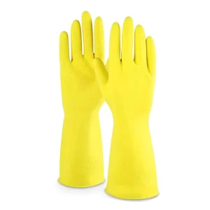 Yellow Latex Household Cleaning Gloves, Non-Slip, Oil-Resistant and Waterproof, for Kitchen and Bathroom