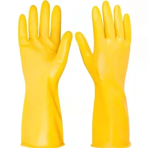 Yellow Latex Household Cleaning Gloves, Waterproof, Anti-Cut, Customizable