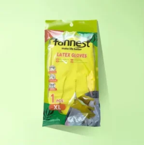 Yellow Latex Waterproof Dishwashing Gloves 1 Pair/Pack 30g/Pc Sizes M/L/XL