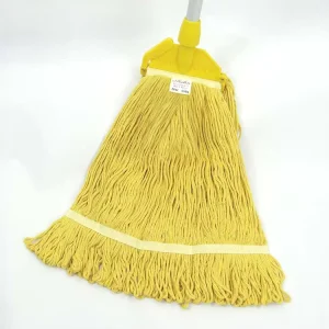 Yellow Loop Cotton Plastic Jaw Lock Mop Head Mop Wet Cleaning Mop for Supermarket Hospital School