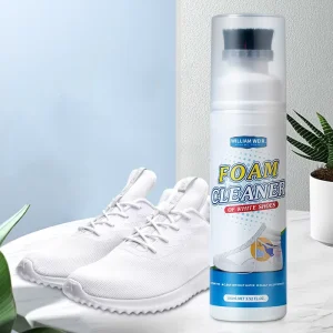Yellow & White Mesh Shoe Cleaning Liquid Bubble Mousse Stain Remover for Sports Shoes and Sneakers