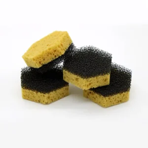 Yellow and Green Hexagon Dual Scouring Pad Sponge, 750%-2000% Water Absorption, Anti-Ultraviolet