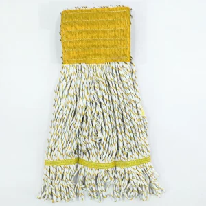 Yellow and White Mixed Cotton Yarn with Yellow Pocket Mop Head for Commercial Hotel Floor Cleaning