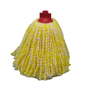 Yellow and White Polyester Microfiber Strip Yarn Mop Head