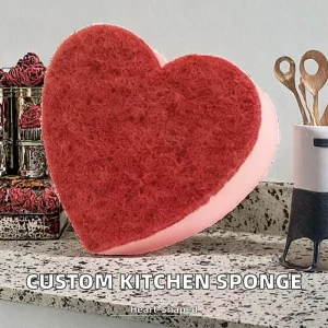Yong Sheng Sponge Heart Shape 3cm Thickness Support Customization Non scratch Kitchen Cleaning Sponge Scouring Pad