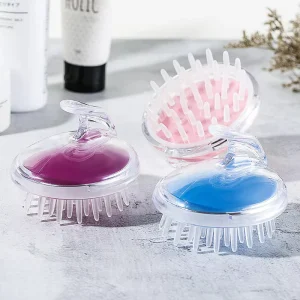 Youpule Bathroom PS+PP Shower Brush & Scrubber Transparent Scalp Massage Brush with Hair Washing Comb for Shower Cleaning