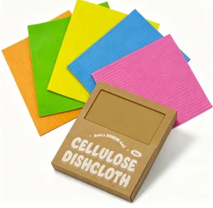 Zero Waste Kitchen Woven Cellulose Dish Cloth 5 Pack 100% Plant Fiber Compostable Reusable Quick-Dry Colorful Cleaning Towel