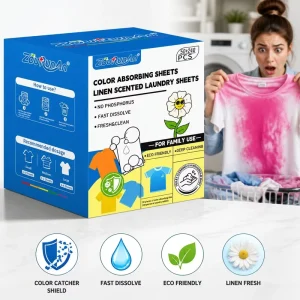 ZouRunAn Color Catcher Sheets 50 Films 240 Laundry Sheets Shield Dye Trapping Anti Color Bleeding Family Pack