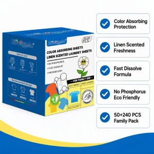 ZouRunAn Laundry Sheets Color Absorbing Protection Linen Scented Fast Dissolve No Phosphorus Eco Friendly 50 Plus 240 Vendor