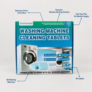 ZouRunAn Washing Machine Cleaner Tablets 36 Pcs Removes Grime Odors Residue Busting Deep Cleans Descales Refreshes