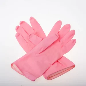 reusable pink household rubber latex gloves custom packing